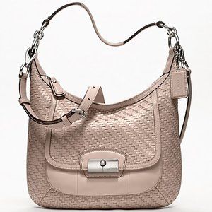 Coach Hobo Kristin Woven Pink Tuberose Leather